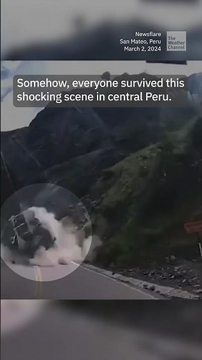 Shocking rockslide in Peru