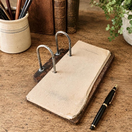 Vintage Wood Desk Ledger Holder With Aged Receipts | Rustic Looseleaf Receipt Book - Etsy