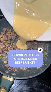 Replying to @✨Starlit_Beez✨ * EMERGENCY FOOD TASTE TEST SERIES * Powdered eggs & freeze dried beef brisket - with dehydrated onions, freeze dried green bell peppers, and freeze dried Colby cheese no, we are not in an emergency. This is a series on trying emergency foods because we are curious what they taste like! Yes, we eat normal meals all day every day- this is just an emergency food taste test series. 😉 Freeze dried food retains 90-97% of their nutritional value. 😁 It’s just food that has