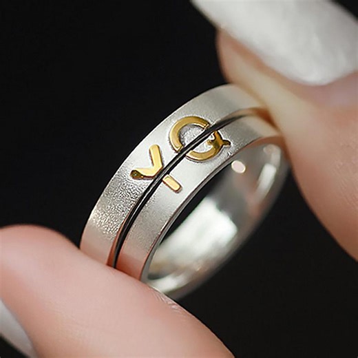 Interlocking Initials 14K Gold Couple Rings, Custom Monogram Valentine's Day Matching Set - Etsy