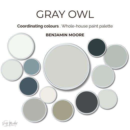 Gray Owl Benjamin Moore Home Color Palette | Coordinating Colors | Whole House Paint Plan | Supporting & Accent Tones