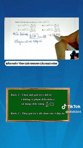 Cách bấm máy tính giải nhanh câu đạo hàm Toán 11