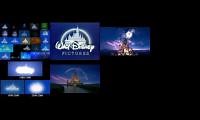 Mix of 8 videos from youtube : All Walt Disney Pictures Logos played at once