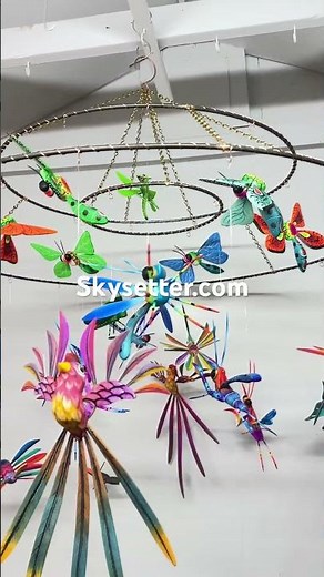 Kinetic Mobile Sculpture Hand Made with Mexican Art #KineticArt #MobileSculpture #FolkArt #mobile