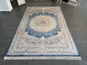 Blue Persian Silk Rug: Luxury Bamboo Area Carpet (6.56*9.51 Ft.) - Etsy