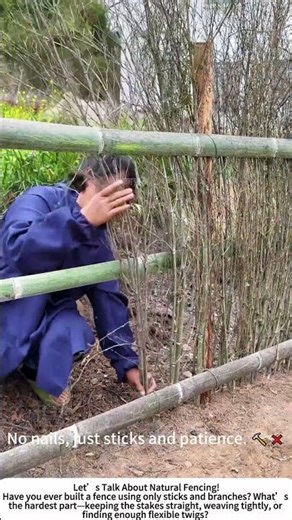 DIY Stick Fence – Building a Rustic Garden Border with Found Branches! 🌿