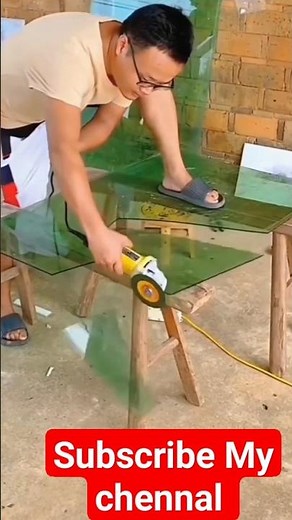Glass Cutting with grinder blade 😱#aluminium#trending#tips#aluminum#glasscutter#cutting#shorts