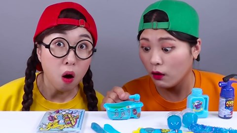 ASMR MUKBANG blue food dessert 파란색 음식 먹방 DONA 도나