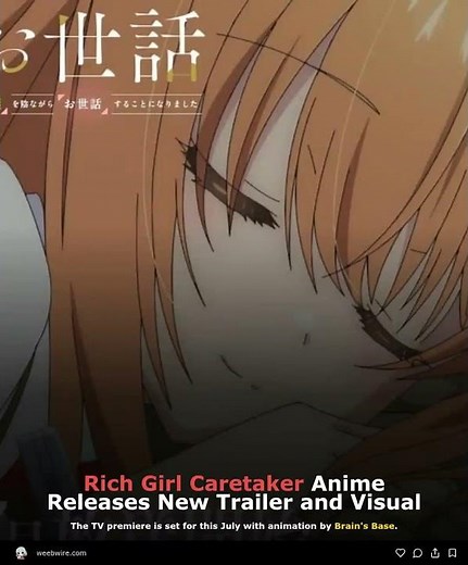 Rich Girl Caretaker Anime Drops Trailer Visual Main Cast Confirmed for July Debut