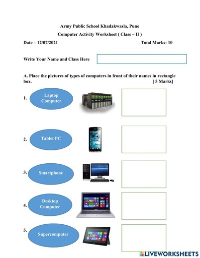 APS Computer Activity Worksheet Class II worksheet