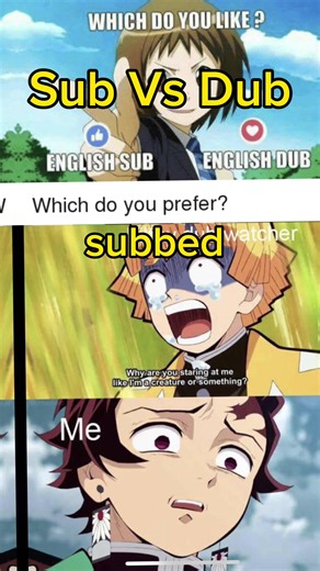 Sub vs dub #anime #subvsdub #subvsdubanime