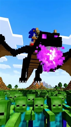 Sonic riding ender dragon to save the world. #minecraft #minecraftshorts #sonic #shorts