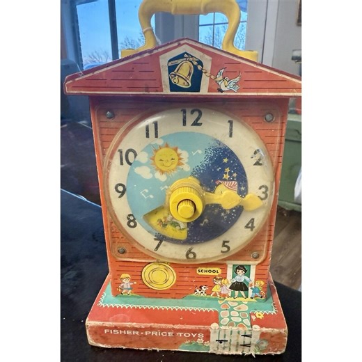 Vintage Fisher Price Music Box Teaching Clock 998 Works Wood Toy 1960s -video - Etsy