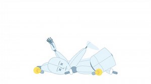 Animated broken down robot 404 error. Quality issues. Empty state 4K video footage with alpha channel transparency. Flash message. Color failed loading animation for broken link, web design