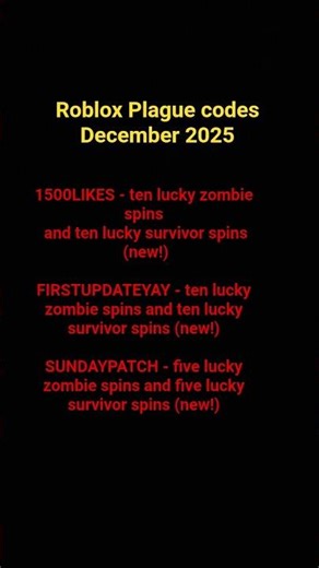 Roblox Plague codes December 2025