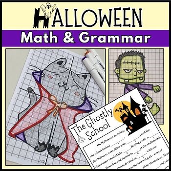Halloween Coordinate Graph & Mad Libs Bundle | Halloween Math & Literacy Bundle
