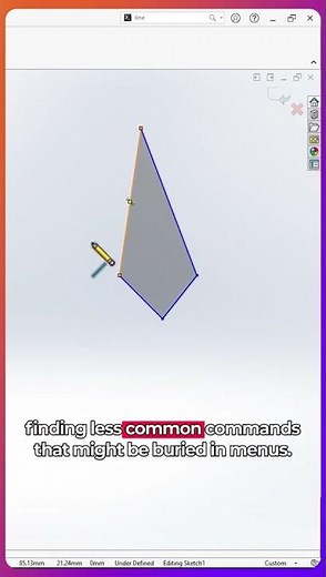 Quickly Find Any Command in #solidworks Using the Search Bar! #cad #engineeringdesign