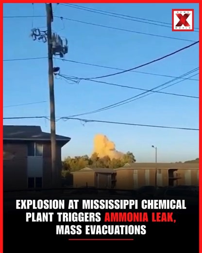 NewsX World on Instagram: "Major ammonia leak in Mississippi after massive factory explosion! A blast at CF Industries fertilizer plant led to a dangerous ammonia leak, prompting evacuations. The American Red Cross is assisting affected residents. #Mississippi #AmmoniaLeak #Explosion #BreakingNews #USNews #CFIndustries #Emergency #RedCross #EnvironmentalCrisis #StaySafe #NewsXworld"