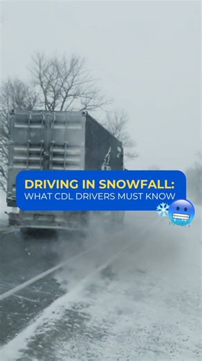 Winter driving can turn dangerous in seconds ❄️🚛 For CDL drivers, heavy snowfall means one thing — safety first. Stay safe with these tips: 🔹Plan your route and check the weather forecast before every trip 🔹Do a full pre-trip inspection: tires, brakes, lights, wipers, defroster 🔹Slow down — well below normal speed 🔹Increase following distance (at least 5–6 seconds) 🔹Brake smoothly, avoid sudden braking 🔹Do NOT use engine brake or cruise control on snow or ice 🔹Watch for black ice, especi