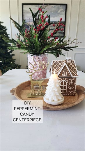 {Fallon} on Instagram: "DIY Peppermint candy centerpiece✨️ 🔗Type SNOW for details to send to your DMs This is the easiest DIY centerpiece! I picked up some candy from the dollar tree and used these Christmas and berry stems, & added this adorable gingerbread house. The lid opens & I have been hiding my Christmas tree snacks in it. 😉 • #christmasdecorideas #christmascenterpiece #christmasdecoration #holidayhome #holidaydecor #Christmasideas #christmasaesthetic #christmasmood #christmastime #chr