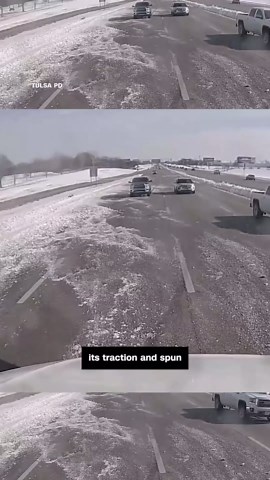 Semi-truck loses traction and spins 180 degrees on an Oklahoma highway