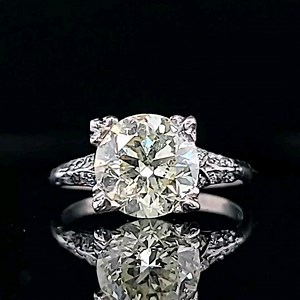 Platinum Vintage Engagement Ring 3.01ct.natural Round Cut Diamond Circ 1920's - Etsy