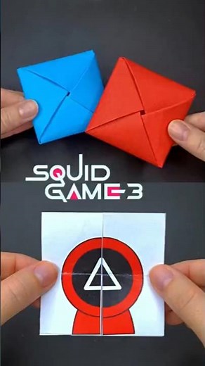 DIY Squid Game 3 Origami Toys 🟦🟥 Endless Card Toy & Ddakji Tutorial | Easy Paper Craft