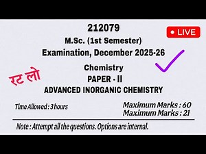 Msc 1st Sem advanced Inorganic Chemistry paper 2025 Msc chemistry notes in hindi