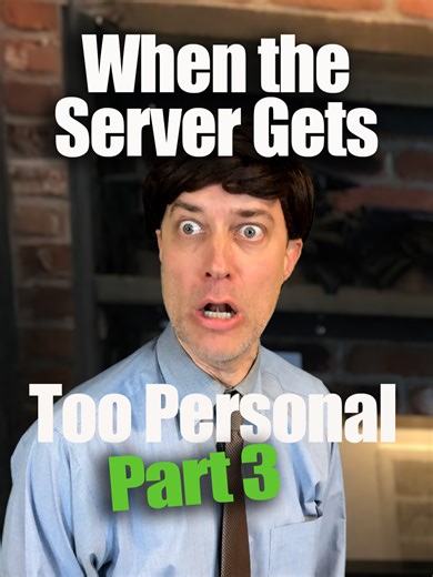 [When the Server Gets Too Personal, Part 3] You didn't think Terry was gonna let this slide, did you? (co-write w/ @andrea.kelley) #bistrohuddy #restaurantcomedy #serverlife #toopersonal