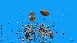 Rock Fall Stones Mountain Debris Blue Screen Top 3D Renderings Animations