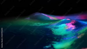 Abstract colorful wave pattern with neon hues on a dark background. Artistic design for print and digital use.