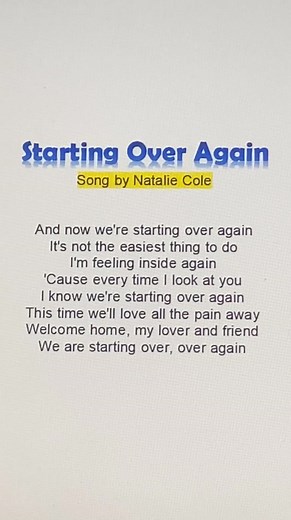 Starting Over Again | Natalie Cole #trendingreelsvideo #karaoke #songlyrics #trendingnow #trendingreels | Song Lyrics by Miss Kim