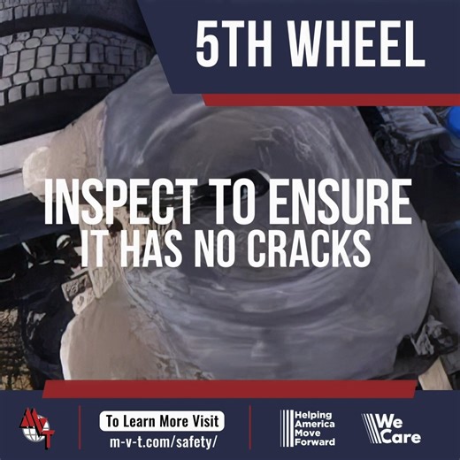 🚛 Prior to hitting the road, it's important to verify that your 5th wheel is in prime condition. Save this checklist for quick reference. ✅ Inspect for cracks. ✅ Ensure proper greasing. ✅ No gap between 5th wheel and trailer. ✅ Secure locking jaws around the kingpin. ✅ Straight kingpin with no chips or weld issues. Stay safe out there, drivers! 🛣️ #FifthWheel #Trucking #SafetyTips #Checklist #BeforeHittingTheRoad #WeCare | Mesilla Valley Transportation