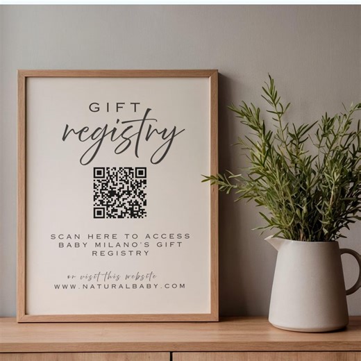 Baby Shower Registry QR Code Sign | Minimalist Printable (8.5x11 & 6x4) (digital Download) - Etsy