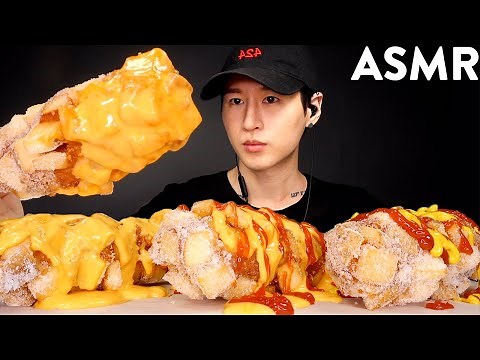 ASMR CHEESY KOREAN CORN DOGS MUKBANG (No Talking) EATING SOUNDS | Zach Choi ASMR