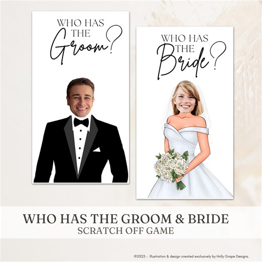 Bridal Shower Games, Who Has the Groom, Who Has the Bride, Who Has the Bride and Groom Bridal Shower Game, Scratch off Game, Wedding Shower - Etsy