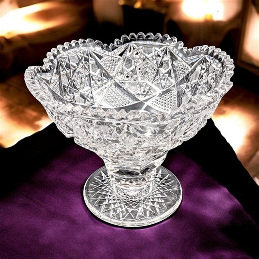 Antique American Brilliant Period Cut Glass Pedestal Vase – 7 Inch Lead Crystal Hobstar Diamond Cut - Etsy