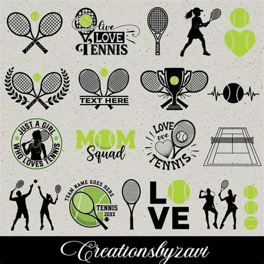 Tennis SVG Bundle: Racket, Clipart Designs (digital Download), Racket Silhouette, Badminton Svg - Etsy