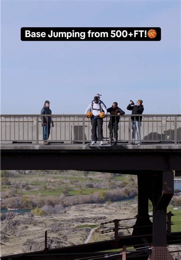 BASE Jumping from 500 Feet with a Basketball Shot!