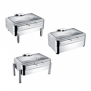 [Hot Item] Hotel Dish Glass Window Hydraulic Chafing Dish Fuel Buffet Induction Food Warmer