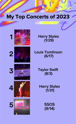 Honorable mentions go to jonas brothers, ed sheeran, and the driver era What is your 2024 concert lineup?? #concerts #2023 #louistomlinson #harrystyles #taylorswift #5sos #2023concerts