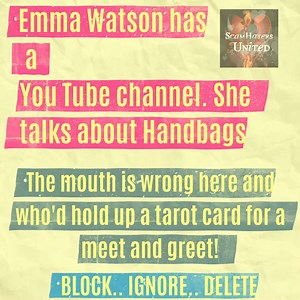2.4K views · 44 reactions | Emma Watson is a very much used celebrity in Scams and Fraud. Here she is holding up a Tarot card and talking about a 'Meet and greet'.. (the original is a video on her youtube cahnnel talking about handbags). THERE IS NO MEMBERSHIP CARD FOR EMMA WATSON OR ANY CELEBRITY. NO FAN CARD.. ALL ARE SCAMS... DO NOT PAY ANY MONEY ! | ScamHaters United | Facebook