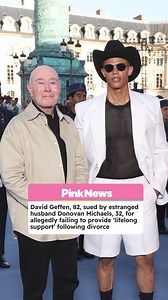 David Geffen's estranged husband, Donovan Michaels, is suing the billionaire for allegedly falling to provide 'lifelong support' following their divorce. Geffen and Michaels got married in 2023 with no prenup after meeting on a dating website. | PinkNews
