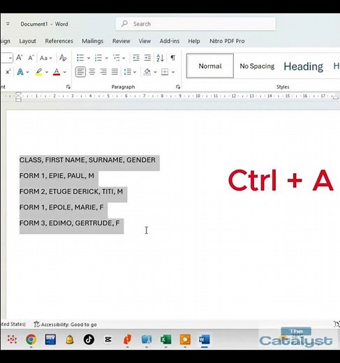 How to convert a text to a Table in MS word
