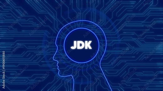 J D K Java Development Kit Software Programming Concept Blue Circuit Board Background