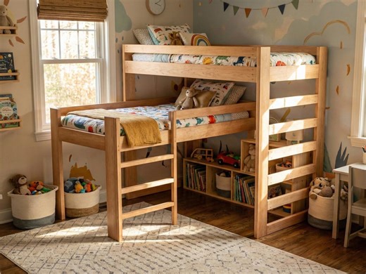 Twin Over Twin L-shaped Bunk Bed Plans – DIY Woodworking PDF Blueprint - Etsy