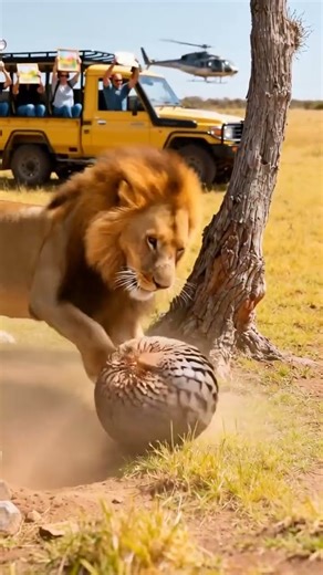 LION vs PANGOLIN?! Shocking Standoff Near Rabbit Burrow in Africa 🦁️🦏 #AfricanSafari#WildlifeClash