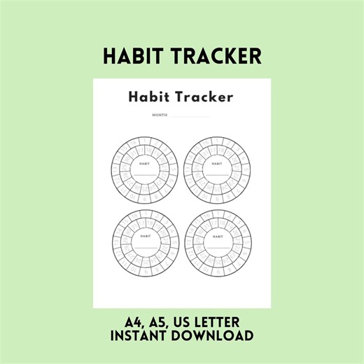 Monthly Habit Tracker Printable – 4 Habit Circle Tracker | A4, A5 & US Letter | Minimalist Goal Planner | Instant Download PDF - Etsy