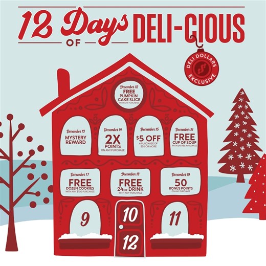 🌟 Day 9: On the Ninth Day of Deli-cious, Jason’s Deli gave to me…A Buy One Get One Entree 50% Off! Today only (12/20) Deli Dollars Rewards Members can get a Buy One Get One entree ½ off. Treat yourself and a friend and be rewarded while you’re at it! 🍴✨ The more you visit, the more you earn! Deli Dollars members who visit multiple times during our 12 Days of Deli-cious Deals will rack up bonus points on their accounts. 💰 Join Deli Dollars today: https://jasonsde.li/41kmYbj | Jason's Deli