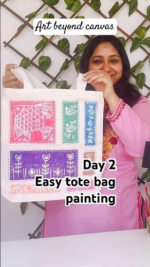 Tote bag painting/easy tote bag painting with fabric pens#paintingideas #fabricpainting #shorts